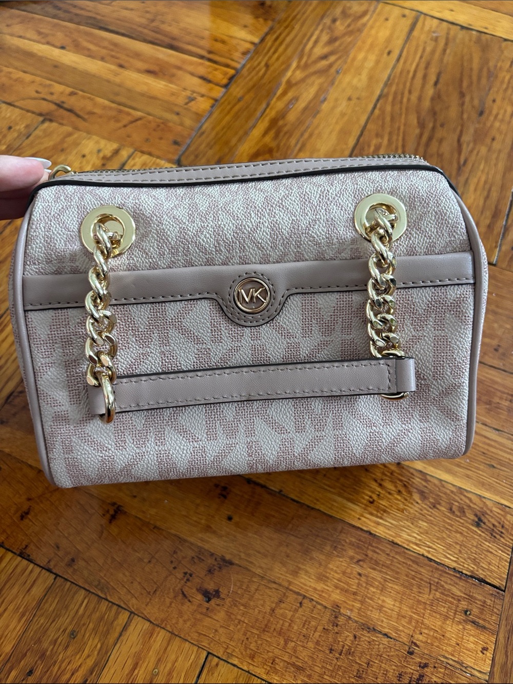 Michael Kors Blush Beige Logo Mini Chain Shoulder Bag